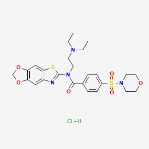 molecular formula C25H31ClN4O6S2 B2935878 N-[2-(diethylamino)ethyl]-N-([1,3]dioxolo[4,5-f][1,3]benzothiazol-6-yl)-4-morpholin-4-ylsulfonylbenzamide;hydrochloride CAS No. 1321959-38-9
