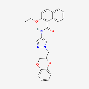 molecular formula C25H23N3O4 B2935888 N-(1-((2,3-dihydrobenzo[b][1,4]dioxin-2-yl)methyl)-1H-pyrazol-4-yl)-2-ethoxy-1-naphthamide CAS No. 1797985-45-5