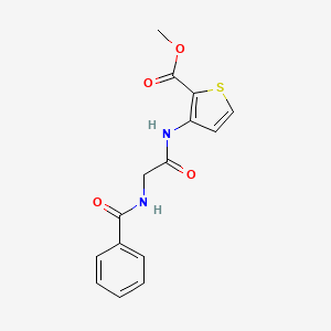 molecular formula C15H14N2O4S B2935911 Methyl 3-{[2-(benzoylamino)acetyl]amino}-2-thiophenecarboxylate CAS No. 400078-73-1