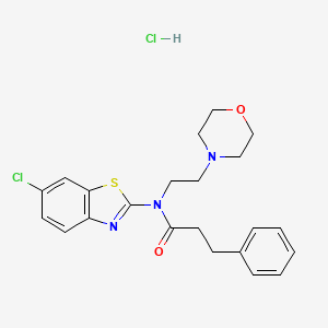 molecular formula C22H25Cl2N3O2S B2935921 N-(6-chlorobenzo[d]thiazol-2-yl)-N-(2-morpholinoethyl)-3-phenylpropanamide hydrochloride CAS No. 1216751-11-9