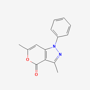 molecular formula C14H12N2O2 B2935928 3,6-dimethyl-1-phenylpyrano[4,3-c]pyrazol-4(1H)-one CAS No. 33421-59-9