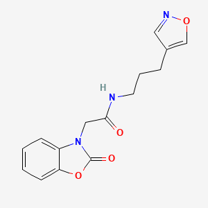 molecular formula C15H15N3O4 B2935981 N-(3-(isoxazol-4-yl)propyl)-2-(2-oxobenzo[d]oxazol-3(2H)-yl)acetamide CAS No. 1903248-07-6