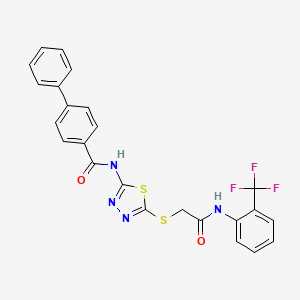 N-[5-[2-oxo-2-[2-(trifluoromethyl)anilino]ethyl]sulfanyl-1,3,4-thiadiazol-2-yl]-4-phenylbenzamide
