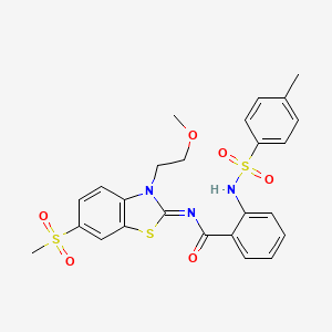 N-[3-(2-methoxyethyl)-6-methylsulfonyl-1,3-benzothiazol-2-ylidene]-2-[(4-methylphenyl)sulfonylamino]benzamide