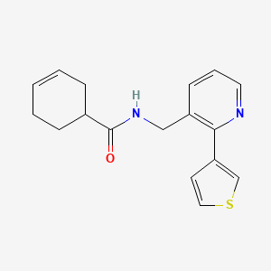 N-((2-(thiophen-3-yl)pyridin-3-yl)methyl)cyclohex-3-enecarboxamide