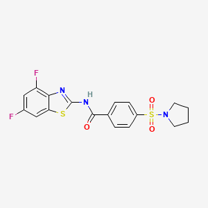 molecular formula C18H15F2N3O3S2 B2936059 N-(4,6-difluoro-1,3-benzothiazol-2-yl)-4-(pyrrolidine-1-sulfonyl)benzamide CAS No. 896675-63-1