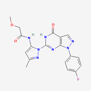 B2936082 N-(1-(1-(4-fluorophenyl)-4-oxo-4,5-dihydro-1H-pyrazolo[3,4-d]pyrimidin-6-yl)-3-methyl-1H-pyrazol-5-yl)-2-methoxyacetamide CAS No. 1019098-48-6