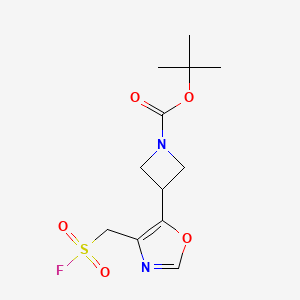 molecular formula C12H17FN2O5S B2936092 Tert-butyl 3-[4-(fluorosulfonylmethyl)-1,3-oxazol-5-yl]azetidine-1-carboxylate CAS No. 2377031-64-4