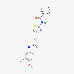 molecular formula C20H18ClN3O3S B2936097 N-(4-(3-((3-chloro-4-methoxyphenyl)amino)-3-oxopropyl)thiazol-2-yl)benzamide CAS No. 1021229-72-0