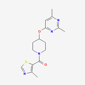 molecular formula C16H20N4O2S B2936104 (4-((2,6-Dimethylpyrimidin-4-yl)oxy)piperidin-1-yl)(4-methylthiazol-5-yl)methanone CAS No. 2034559-60-7