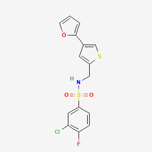 3-chloro-4-fluoro-N-{[4-(furan-2-yl)thiophen-2-yl]methyl}benzene-1-sulfonamide