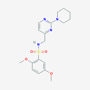 molecular formula C18H24N4O4S B2936119 2,5-dimethoxy-N-((2-(piperidin-1-yl)pyrimidin-4-yl)methyl)benzenesulfonamide CAS No. 1797252-47-1