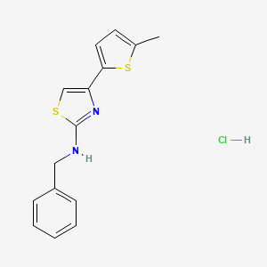 molecular formula C15H15ClN2S2 B2936120 N-benzyl-4-(5-methylthiophen-2-yl)thiazol-2-amine hydrochloride CAS No. 2034619-24-2