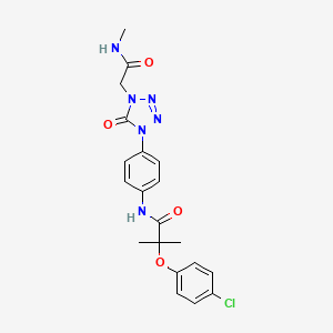 molecular formula C20H21ClN6O4 B2936161 2-(4-chlorophenoxy)-2-methyl-N-(4-(4-(2-(methylamino)-2-oxoethyl)-5-oxo-4,5-dihydro-1H-tetrazol-1-yl)phenyl)propanamide CAS No. 1396792-21-4