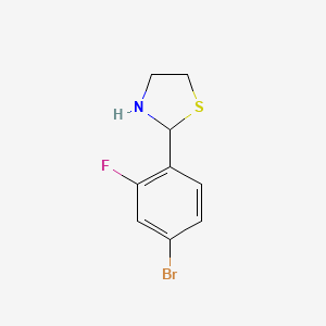 molecular formula C9H9BrFNS B2936184 2-(4-Bromo-2-fluorophenyl)-1,3-thiazolane CAS No. 937602-46-5