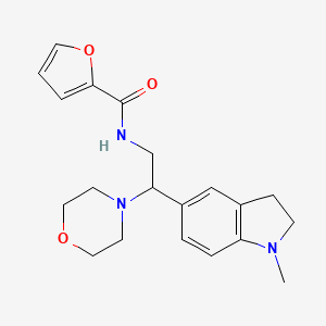 molecular formula C20H25N3O3 B2936203 N-(2-(1-methylindolin-5-yl)-2-morpholinoethyl)furan-2-carboxamide CAS No. 922034-13-7