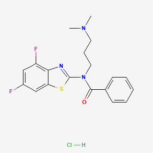 molecular formula C19H20ClF2N3OS B2936226 N-(4,6-difluoro-1,3-benzothiazol-2-yl)-N-[3-(dimethylamino)propyl]benzamide hydrochloride CAS No. 1215737-69-1