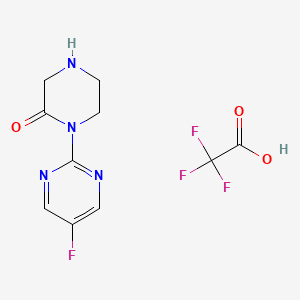 molecular formula C10H10F4N4O3 B2936231 1-(5-Fluoropyrimidin-2-yl)piperazin-2-one trifluoroacetic acid CAS No. 2244721-34-2