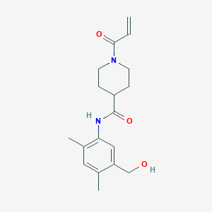 molecular formula C18H24N2O3 B2936263 N-[5-(Hydroxymethyl)-2,4-dimethylphenyl]-1-prop-2-enoylpiperidine-4-carboxamide CAS No. 2361767-23-7