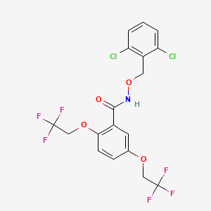 molecular formula C18H13Cl2F6NO4 B2936271 N-[(2,6-dichlorophenyl)methoxy]-2,5-bis(2,2,2-trifluoroethoxy)benzamide CAS No. 320418-39-1