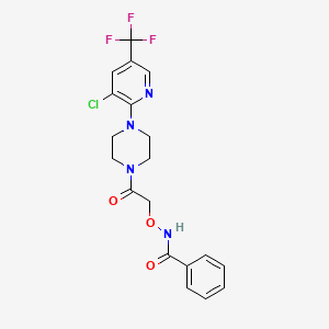 molecular formula C19H18ClF3N4O3 B2936274 N-(2-{4-[3-chloro-5-(trifluoromethyl)-2-pyridinyl]piperazino}-2-oxoethoxy)benzenecarboxamide CAS No. 303150-03-0