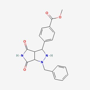 molecular formula C20H19N3O4 B2936320 Methyl 4-(1-benzyl-4,6-dioxooctahydropyrrolo[3,4-c]pyrazol-3-yl)benzoate CAS No. 1005108-39-3