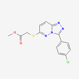 molecular formula C14H11ClN4O2S B2936334 Methyl 2-((3-(4-chlorophenyl)-[1,2,4]triazolo[4,3-b]pyridazin-6-yl)thio)acetate CAS No. 852373-56-9