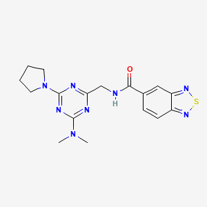 molecular formula C17H20N8OS B2936345 N-((4-(dimethylamino)-6-(pyrrolidin-1-yl)-1,3,5-triazin-2-yl)methyl)benzo[c][1,2,5]thiadiazole-5-carboxamide CAS No. 2034357-19-0