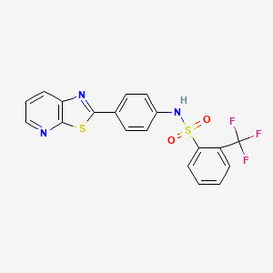 molecular formula C19H12F3N3O2S2 B2936348 N-(4-{[1,3]thiazolo[5,4-b]pyridin-2-yl}phenyl)-2-(trifluoromethyl)benzene-1-sulfonamide CAS No. 2319923-21-0