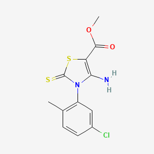 molecular formula C12H11ClN2O2S2 B2936357 Methyl 4-amino-3-(5-chloro-2-methylphenyl)-2-thioxo-2,3-dihydrothiazole-5-carboxylate CAS No. 689772-36-9