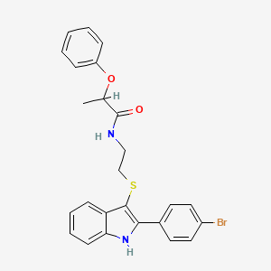 N-(2-((2-(4-bromophenyl)-1H-indol-3-yl)thio)ethyl)-2-phenoxypropanamide