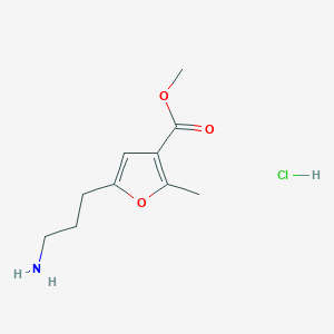 molecular formula C10H16ClNO3 B2936373 methyl5-(3-aminopropyl)-2-methylfuran-3-carboxylatehydrochloride CAS No. 2375261-96-2