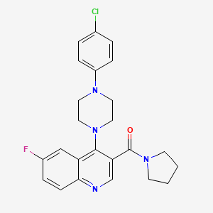 (4-(4-(4-Chlorophenyl)piperazin-1-yl)-6-fluoroquinolin-3-yl)(pyrrolidin-1-yl)methanone