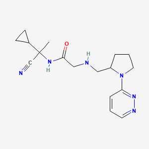 molecular formula C17H24N6O B2936418 N-(1-cyano-1-cyclopropylethyl)-2-({[1-(pyridazin-3-yl)pyrrolidin-2-yl]methyl}amino)acetamide CAS No. 1376221-19-0