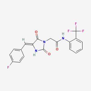 molecular formula C19H13F4N3O3 B2936448 2-[(4Z)-4-[(4-氟苯基)亚甲基]-2,5-二氧代咪唑烷-1-基]-N-[2-(三氟甲基)苯基]乙酰胺 CAS No. 867041-33-6