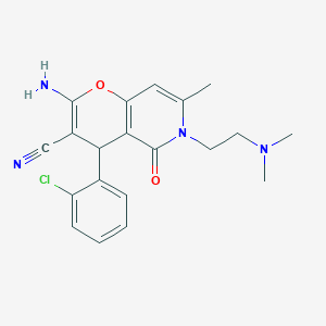 molecular formula C20H21ClN4O2 B2936450 2-amino-4-(2-chlorophenyl)-6-(2-(dimethylamino)ethyl)-7-methyl-5-oxo-5,6-dihydro-4H-pyrano[3,2-c]pyridine-3-carbonitrile CAS No. 758701-14-3
