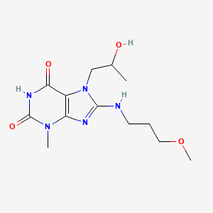 molecular formula C13H21N5O4 B2936460 7-(2-羟基丙基)-8-((3-甲氧基丙基)氨基)-3-甲基-1H-嘌呤-2,6(3H,7H)-二酮 CAS No. 876894-36-9