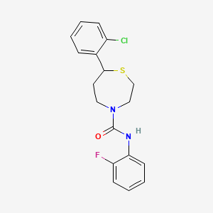 molecular formula C18H18ClFN2OS B2936465 7-(2-chlorophenyl)-N-(2-fluorophenyl)-1,4-thiazepane-4-carboxamide CAS No. 1797638-43-7