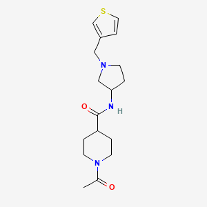 molecular formula C17H25N3O2S B2936467 1-acetyl-N-{1-[(thiophen-3-yl)methyl]pyrrolidin-3-yl}piperidine-4-carboxamide CAS No. 2097896-33-6