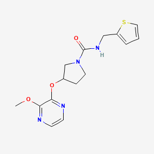molecular formula C15H18N4O3S B2936477 3-((3-methoxypyrazin-2-yl)oxy)-N-(thiophen-2-ylmethyl)pyrrolidine-1-carboxamide CAS No. 2034579-19-4