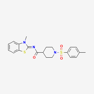 (E)-N-(3-methylbenzo[d]thiazol-2(3H)-ylidene)-1-tosylpiperidine-4-carboxamide