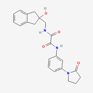 molecular formula C22H23N3O4 B2936510 N-[(2-hydroxy-2,3-dihydro-1H-inden-2-yl)methyl]-N'-[3-(2-oxopyrrolidin-1-yl)phenyl]ethanediamide CAS No. 2034529-10-5
