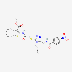 ethyl 2-[[2-[[4-butyl-5-[[(4-nitrobenzoyl)amino]methyl]-1,2,4-triazol-3-yl]sulfanyl]acetyl]amino]-5,6,7,8-tetrahydro-4H-cyclohepta[b]thiophene-3-carboxylate