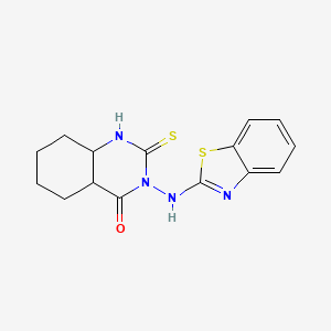 molecular formula C15H10N4OS2 B2936536 3-[(1,3-Benzothiazol-2-yl)amino]-2-sulfanylidene-1,2,3,4-tetrahydroquinazolin-4-one CAS No. 422277-92-7
