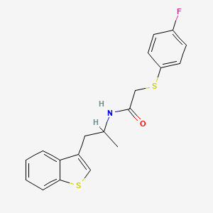 molecular formula C19H18FNOS2 B2936547 N-(1-(benzo[b]thiophen-3-yl)propan-2-yl)-2-((4-fluorophenyl)thio)acetamide CAS No. 2034297-87-3