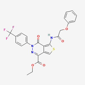 molecular formula C24H18F3N3O5S B2936622 ethyl 4-oxo-5-(2-phenoxyacetamido)-3-[4-(trifluoromethyl)phenyl]-3H,4H-thieno[3,4-d]pyridazine-1-carboxylate CAS No. 851951-38-7