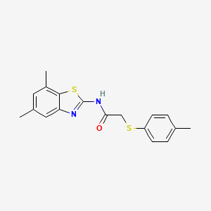 molecular formula C18H18N2OS2 B2936625 N-(5,7-dimethylbenzo[d]thiazol-2-yl)-2-(p-tolylthio)acetamide CAS No. 895460-13-6