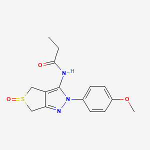 molecular formula C15H17N3O3S B2936652 N-[2-(4-methoxyphenyl)-5-oxo-2H,4H,6H-5lambda4-thieno[3,4-c]pyrazol-3-yl]propanamide CAS No. 958843-12-4
