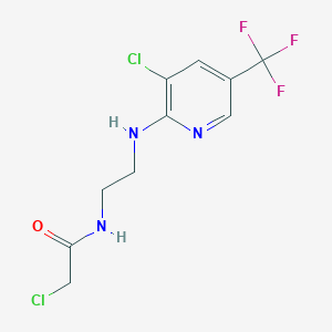 molecular formula C10H10Cl2F3N3O B2936663 2-Chloro-N-(2-{[3-chloro-5-(trifluoromethyl)-2-pyridinyl]amino}ethyl)acetamide CAS No. 339096-66-1