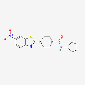 molecular formula C17H21N5O3S B2936695 N-cyclopentyl-4-(6-nitro-1,3-benzothiazol-2-yl)piperazine-1-carboxamide CAS No. 1209419-72-6
